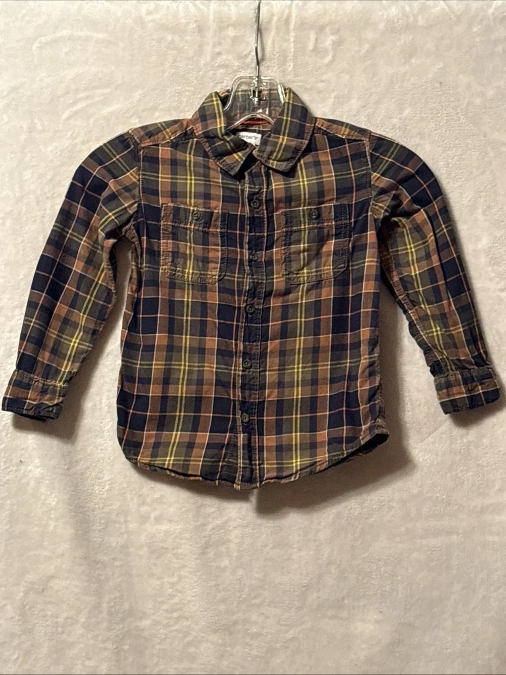 Carter's Navy, Brown & Yellow Plaid Button-Up Shirt